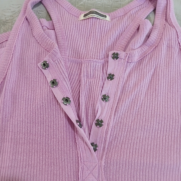 Free People We The Free sz S, L, XL Purple Lilac Racerback Ribbed Henley Tank - Picture 4 of 15